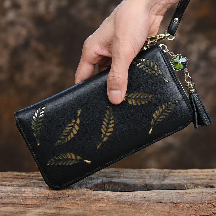 portefeuille de feuilles fait main vintage
