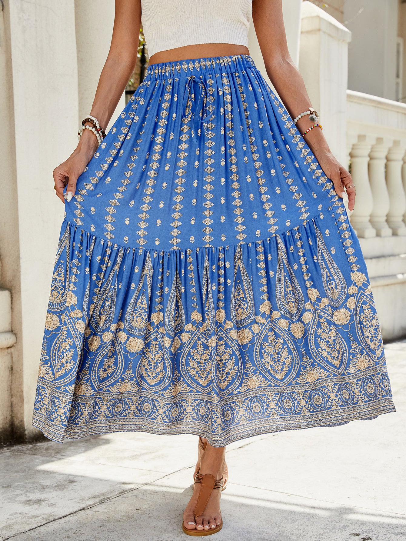 Printed Patchwork Beach Vacation Skirt