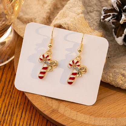 Christmas Snowflake Bell Reindeer Christmas Hat Earrings