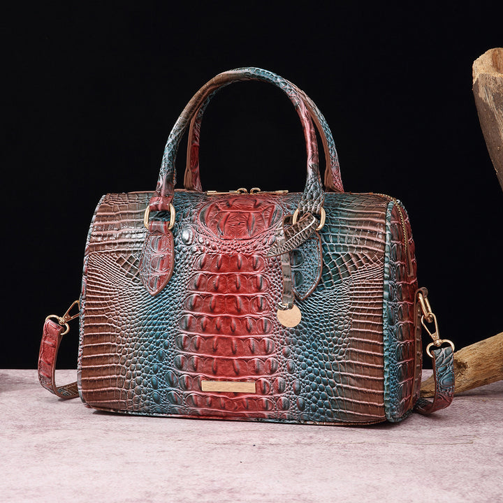 Handtasche mit Kroko-Prägung und Farbverlauf