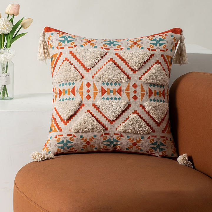 Bohemian Style Home Fringed Cushion