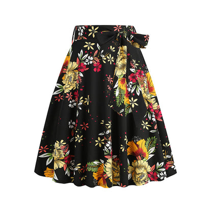 Vintage Printed Elegant Midi Skirt