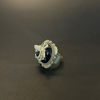 Antique Bee Art Glass Ring
