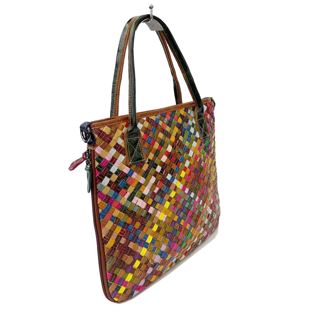 Retro Casual Leather Color Woven Tote