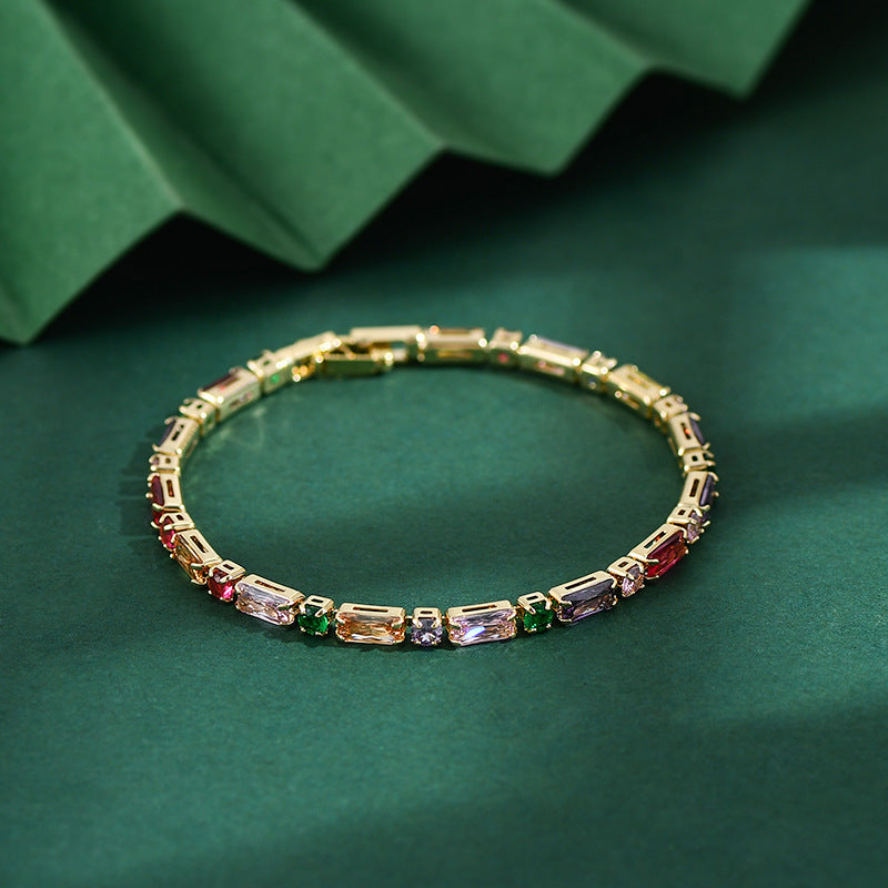 Bracelet de mode à la chaîne de griffe de zircon colorée