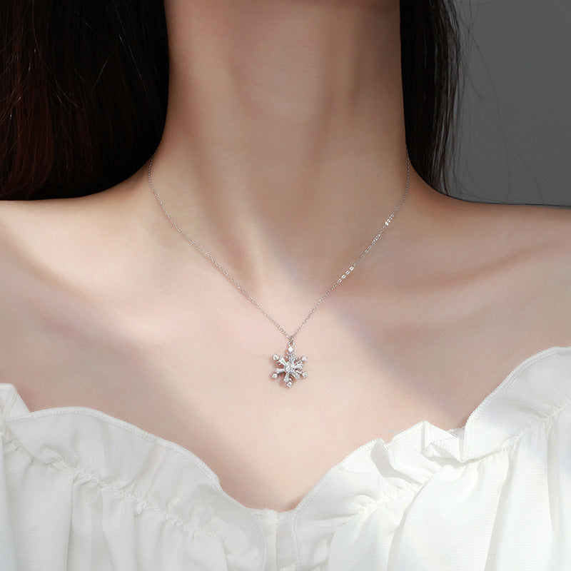 Rotatable Snowflake Necklace | S999 Sterling Silver