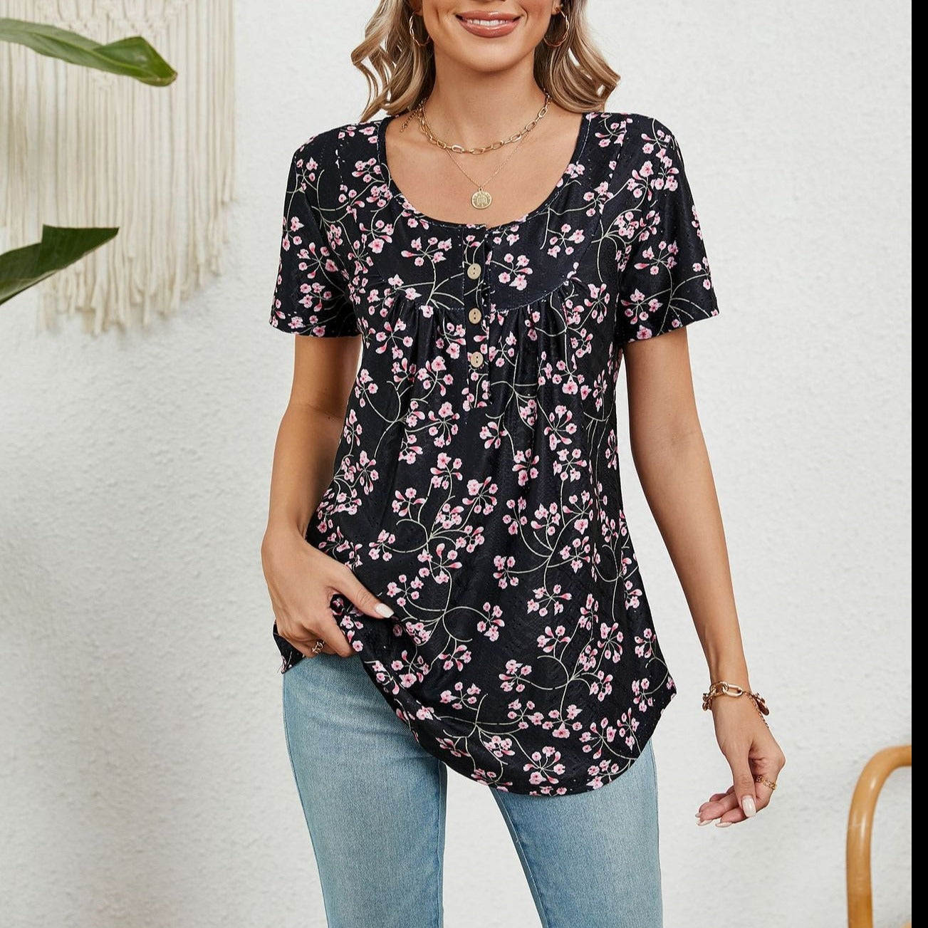 Loose Fit Printed Short-Sleeve T-shirt