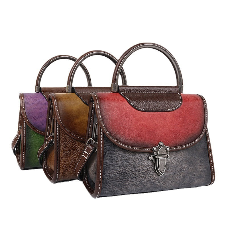 Vintage-Inspired Genuine Leather Crossbody Bag