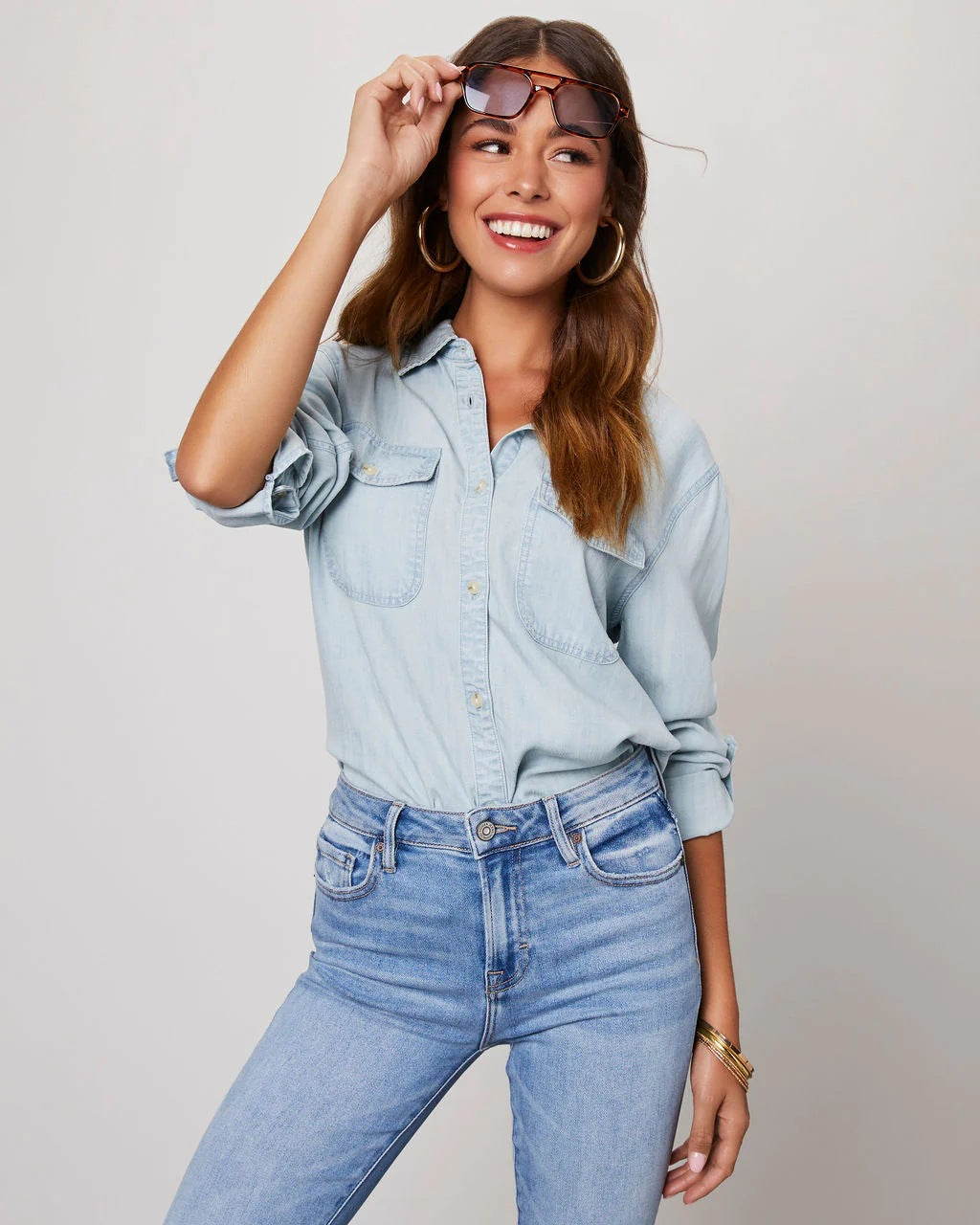 Herbst Casual Long Sleeve Denim Top