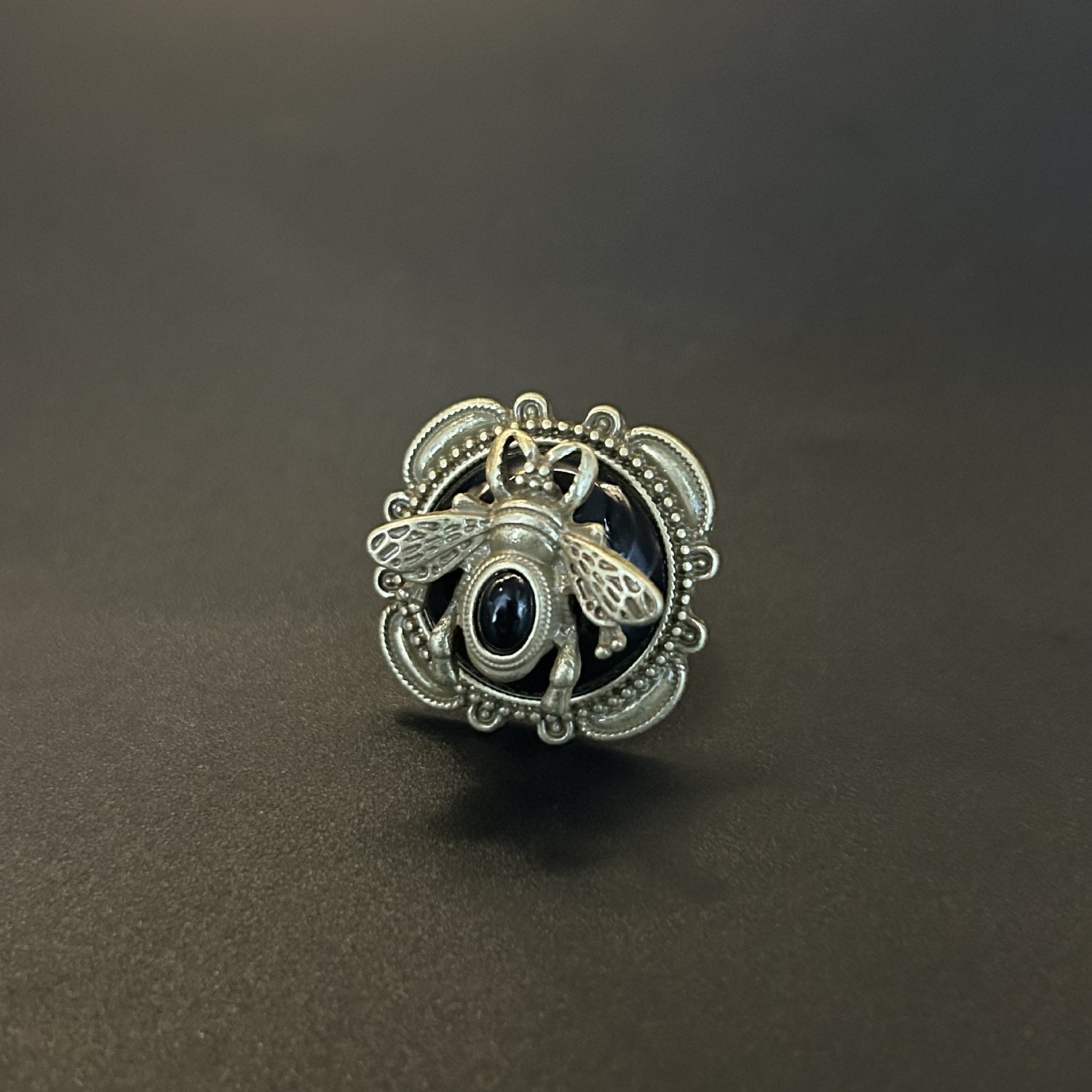 Antique Bee Art Glass Ring