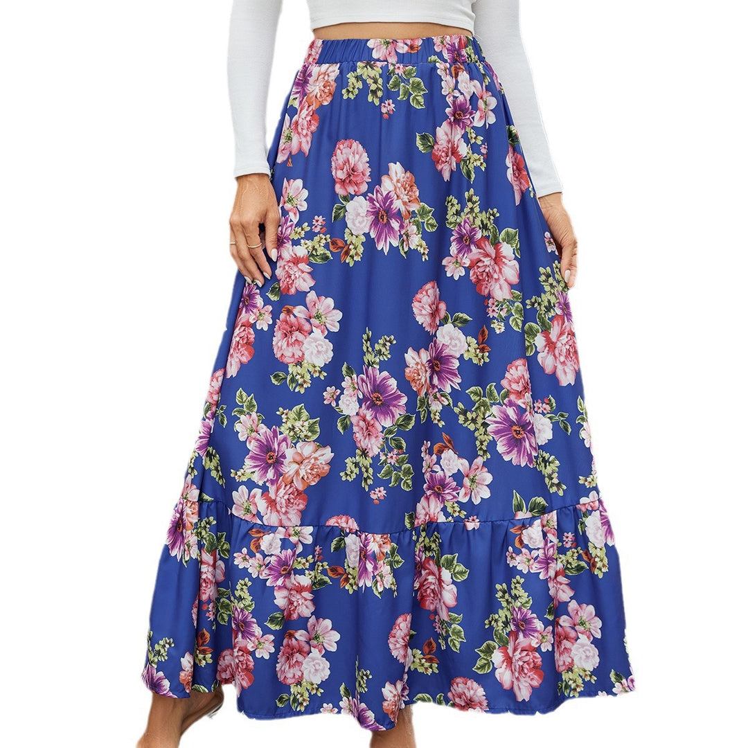 Vintage Floral Ruffled Patchwork Maxi Skirt
