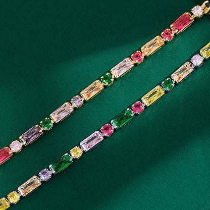 Bracelet de mode à la chaîne de griffe de zircon colorée