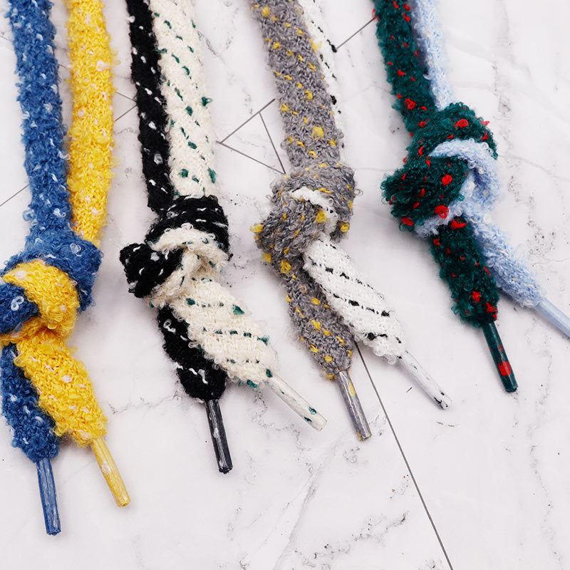 Colorful Flat Furry Plush Shoelaces (15.5mm)