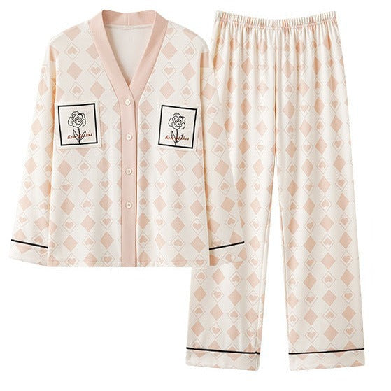 Spring/Autumn Season Cotton Long Sleeve V-neck Cardigan Home Wear Pajamas