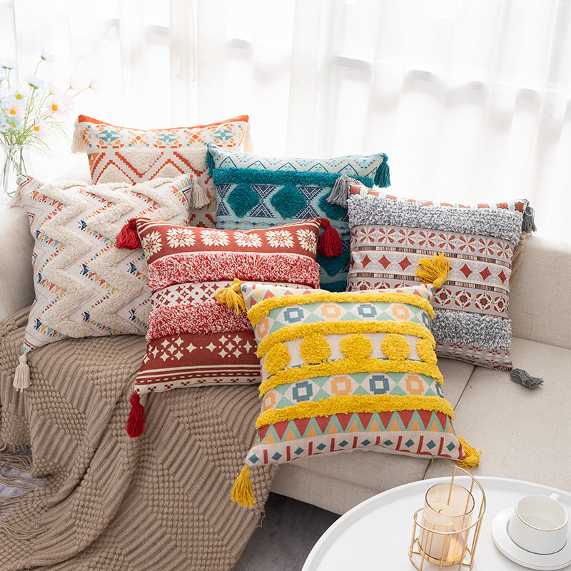 Bohemian Style Home Fringed Cushion(Pillow inserts included)