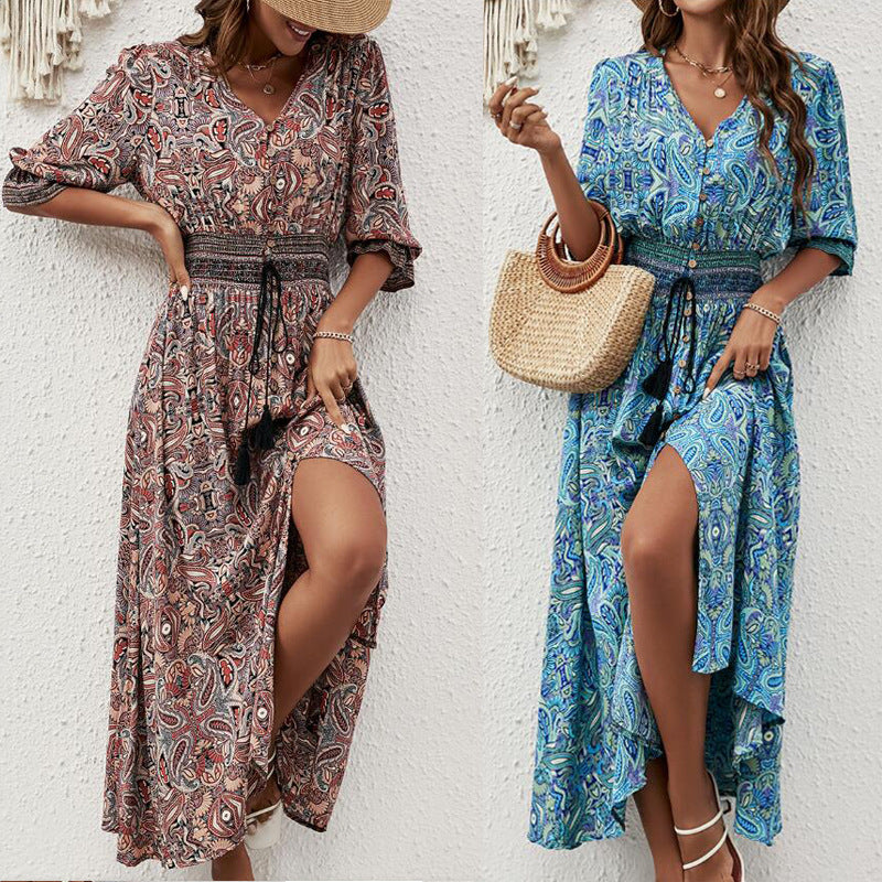 Button-Down Bohemian Maxi Dress