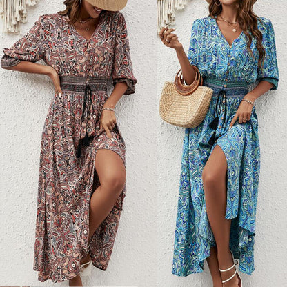 Button-Down Bohemian Maxi Dress