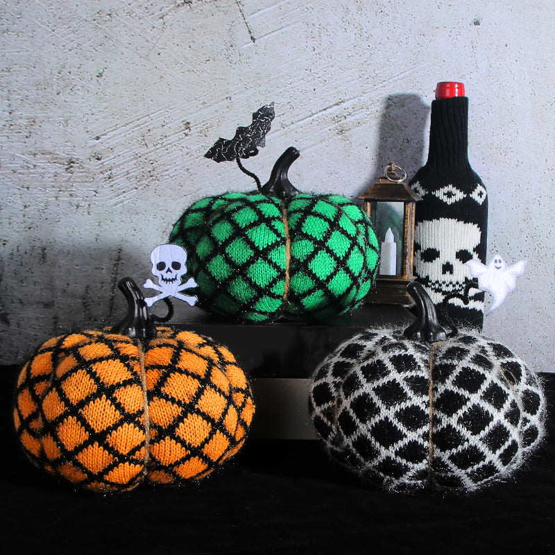 Halloween Handcrafted Knitted Pumpkin Decor - Holiday Props