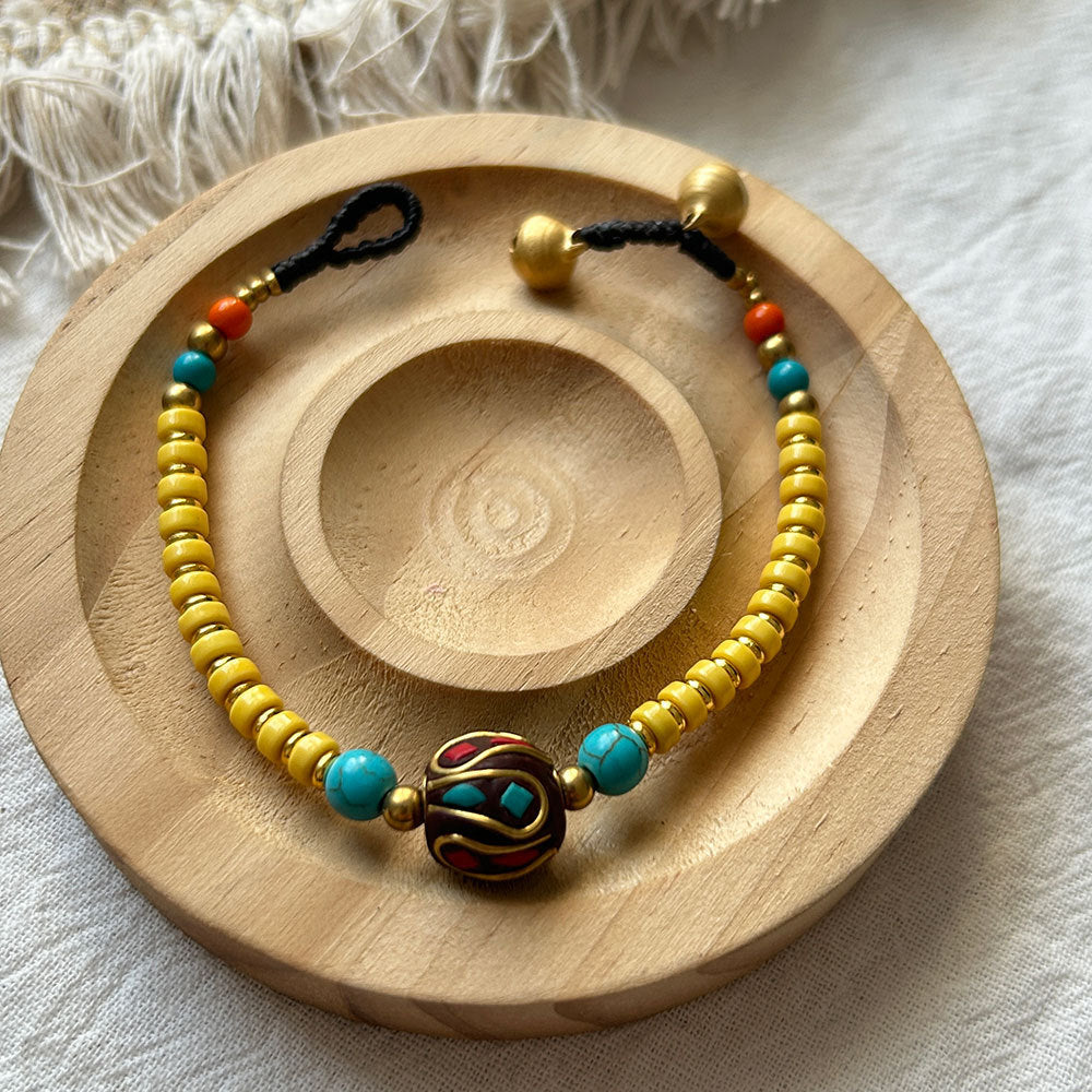 Vintage Chic Beaded Handmade Woven Bracelet