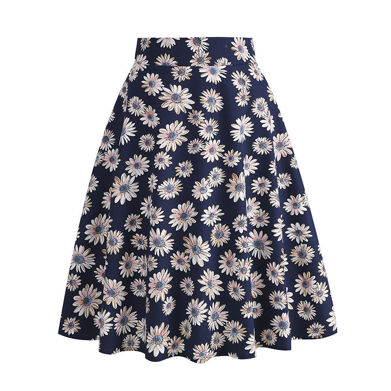 Vintage Printed Elegant Midi Skirt