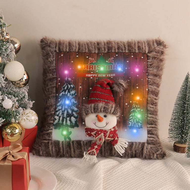 Plush Light-Up Christmas Pillow Cover