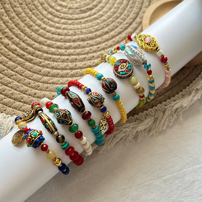 Vintage Chic Beaded Handmade Woven Bracelet