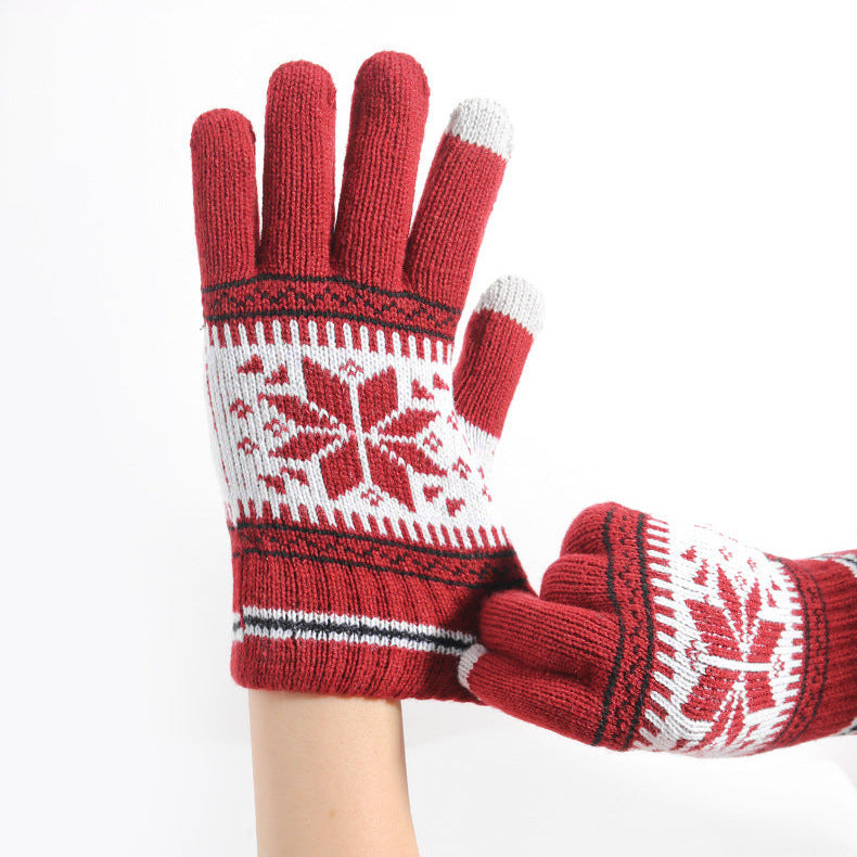 Gants chauds tricotés pour écran tactile de Noël