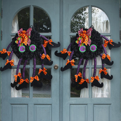 Grinaldas de Halloween para a porta da frente, Halloween Artificial Witch Wreath