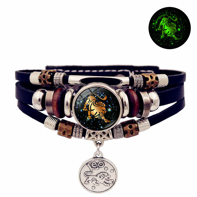 Luminous 12 Constellation Leather Creative Bracelet