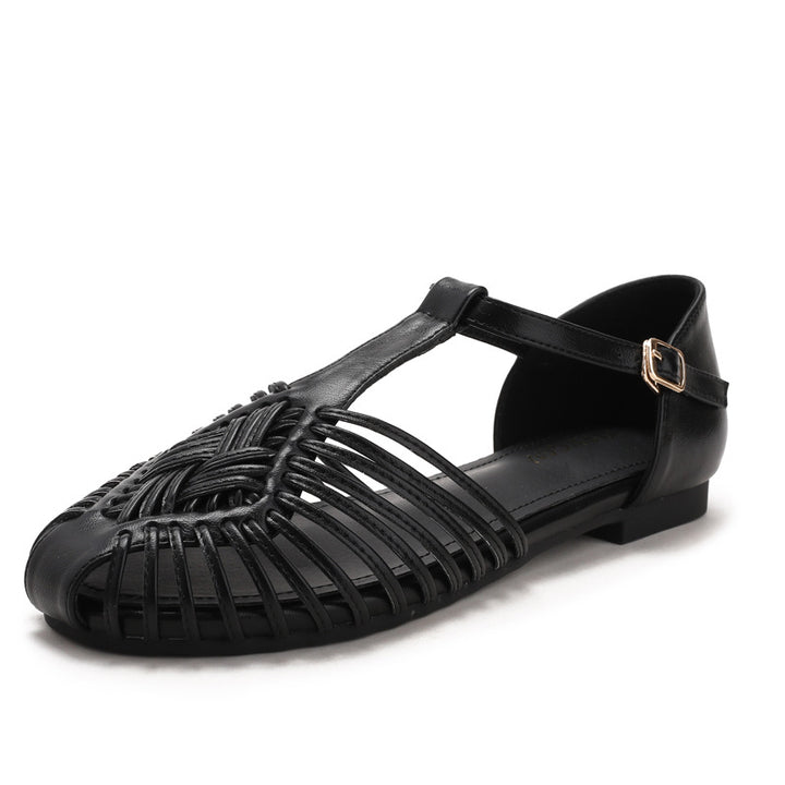 Sandalias planas con abertura y puntera cerrada tejida vintage