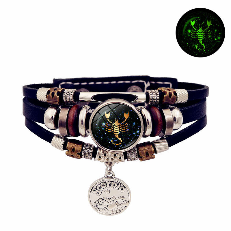 Luminous 12 Constellation Leather Creative Bracelet