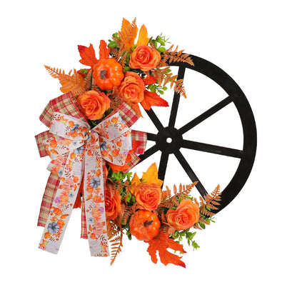 Porch Window Home Decor Pumpkin Cart Wreath