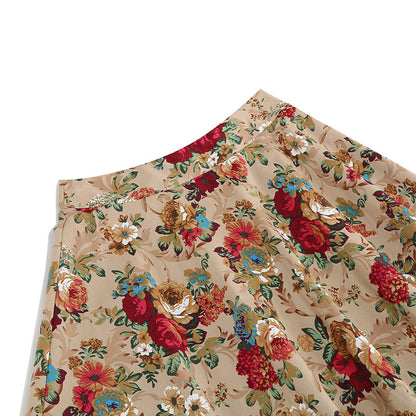 Vintage Printed Elegant Midi Skirt