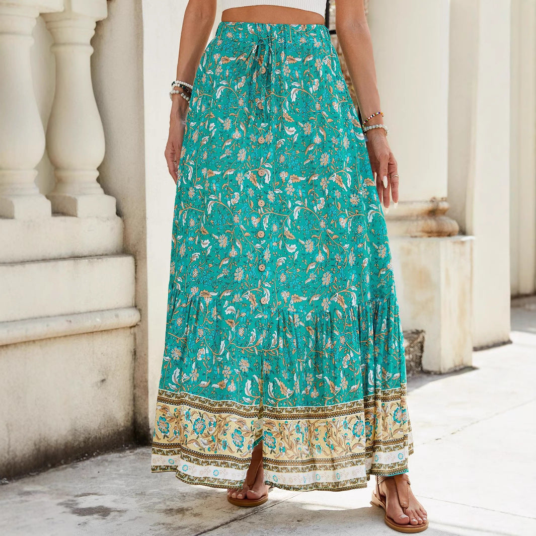 Printed Split Beach Vacation Skirt