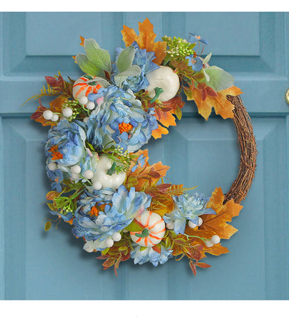 Porch Window Home Decor Pumpkin Cart Wreath