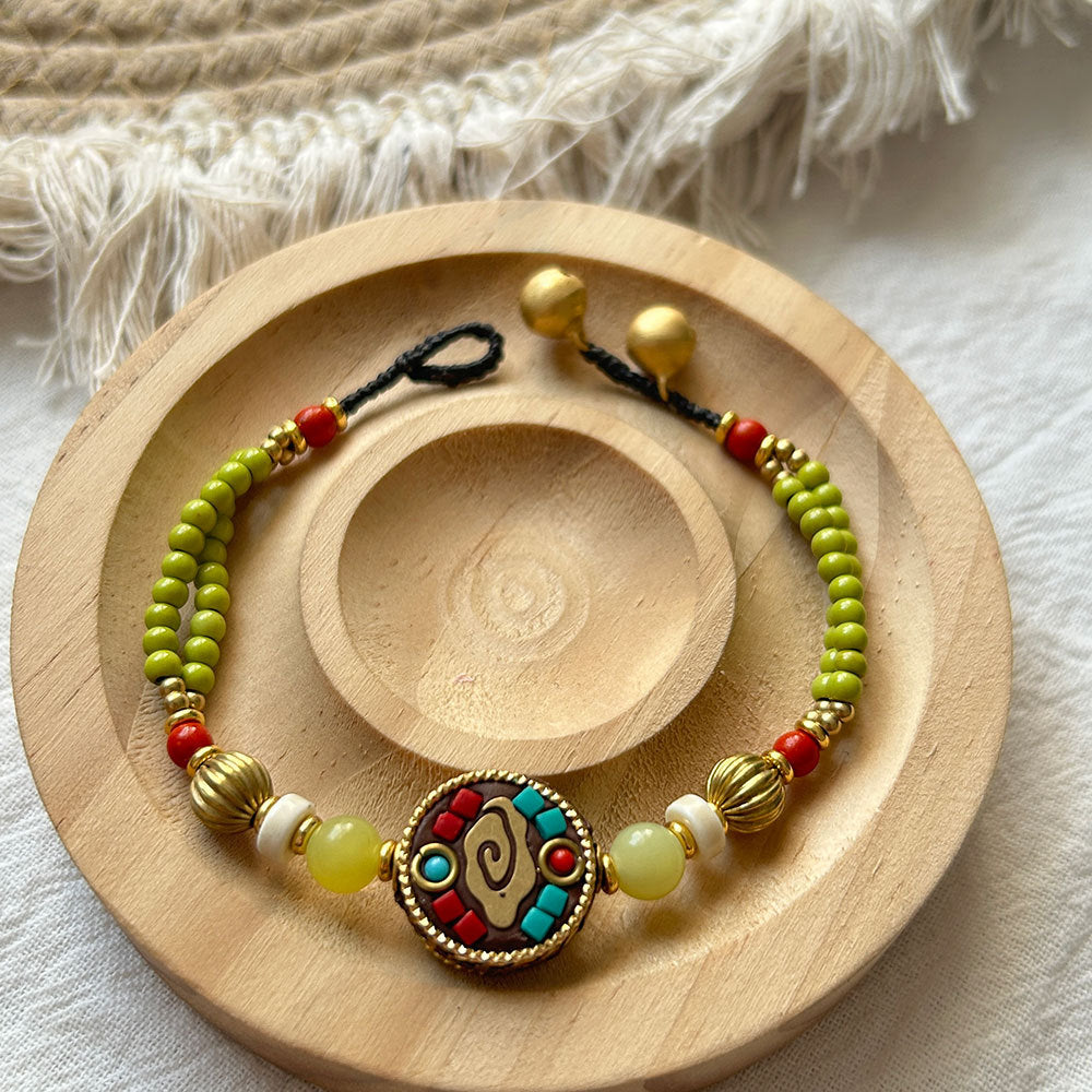 Vintage Chic Beaded Handmade Woven Bracelet