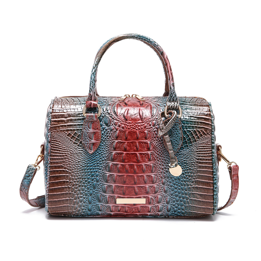 Handtasche mit Kroko-Prägung und Farbverlauf