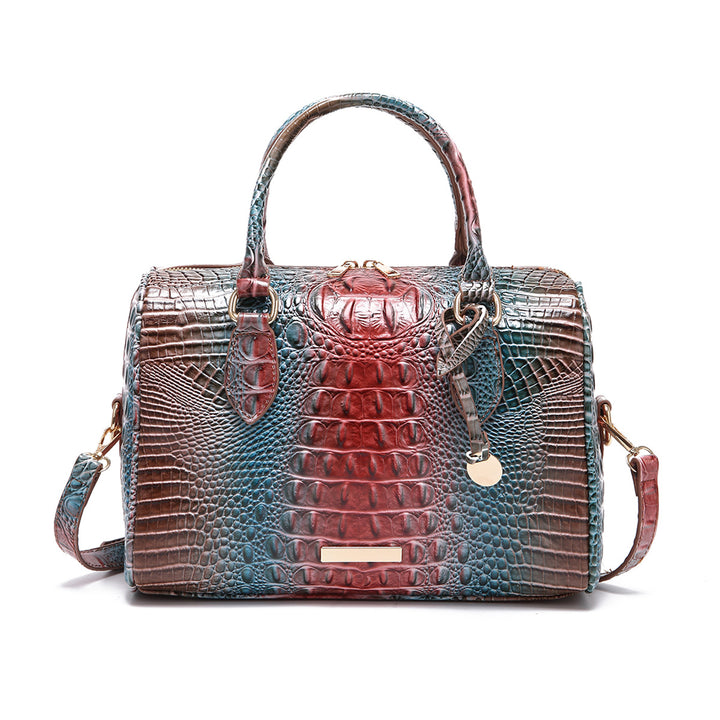 Handtasche mit Kroko-Prägung und Farbverlauf