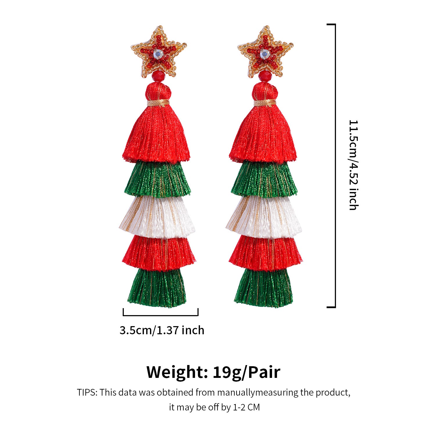 Handmade Beaded Christmas Santa Tassel Pearl Earrings