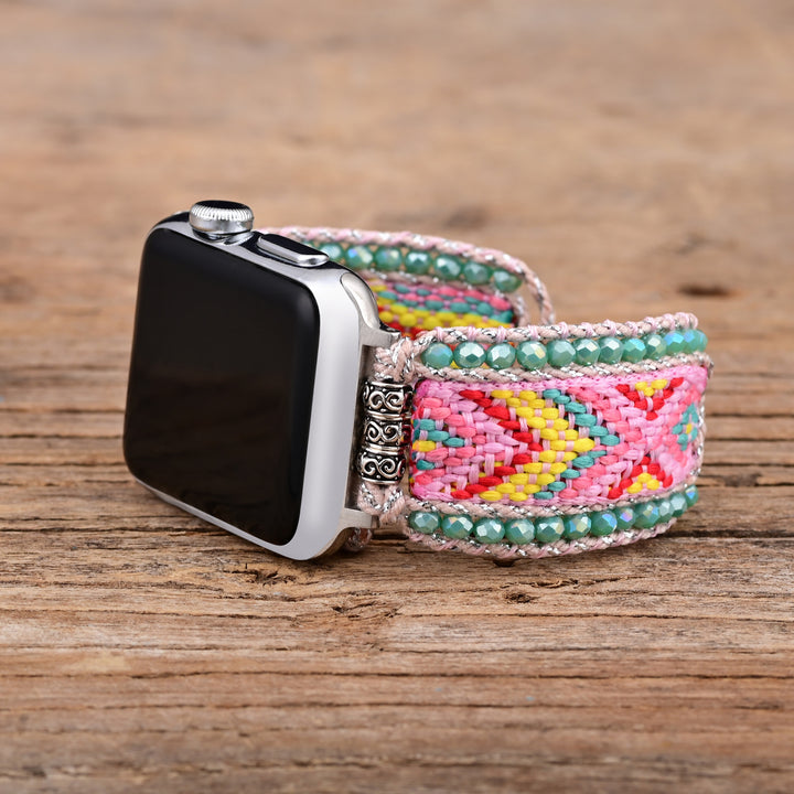Pink Nylon Crystal Handwoven Band for Apple/Samsung/Fitbit Watches
