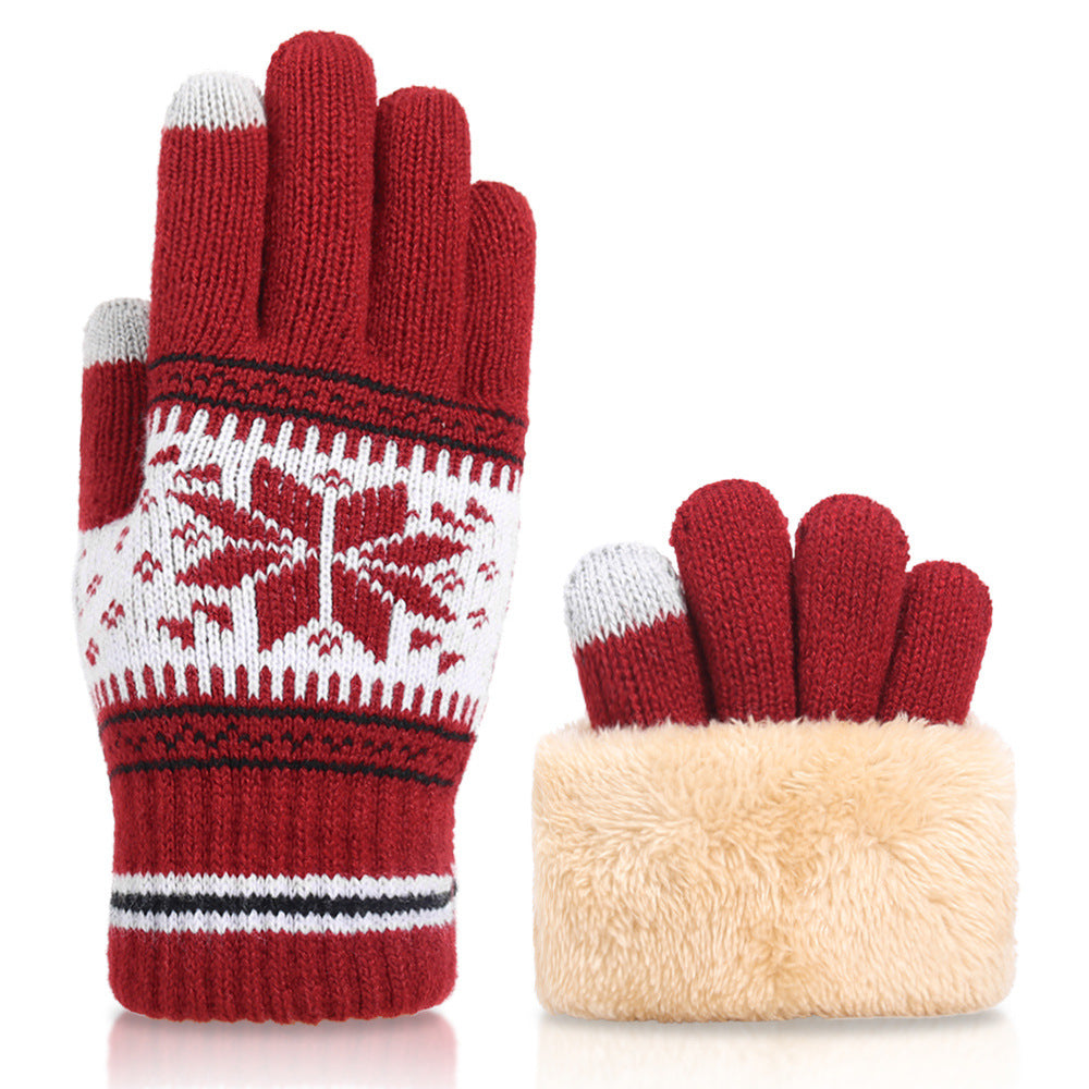 Warme gestrickte Weihnachts-Touchscreen-Handschuhe