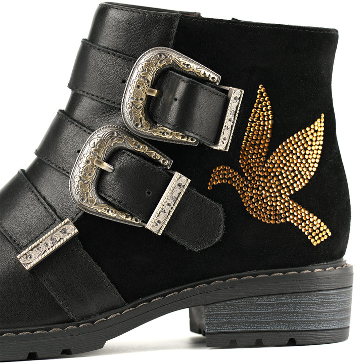 Botins chiques com fivela Golden Bird