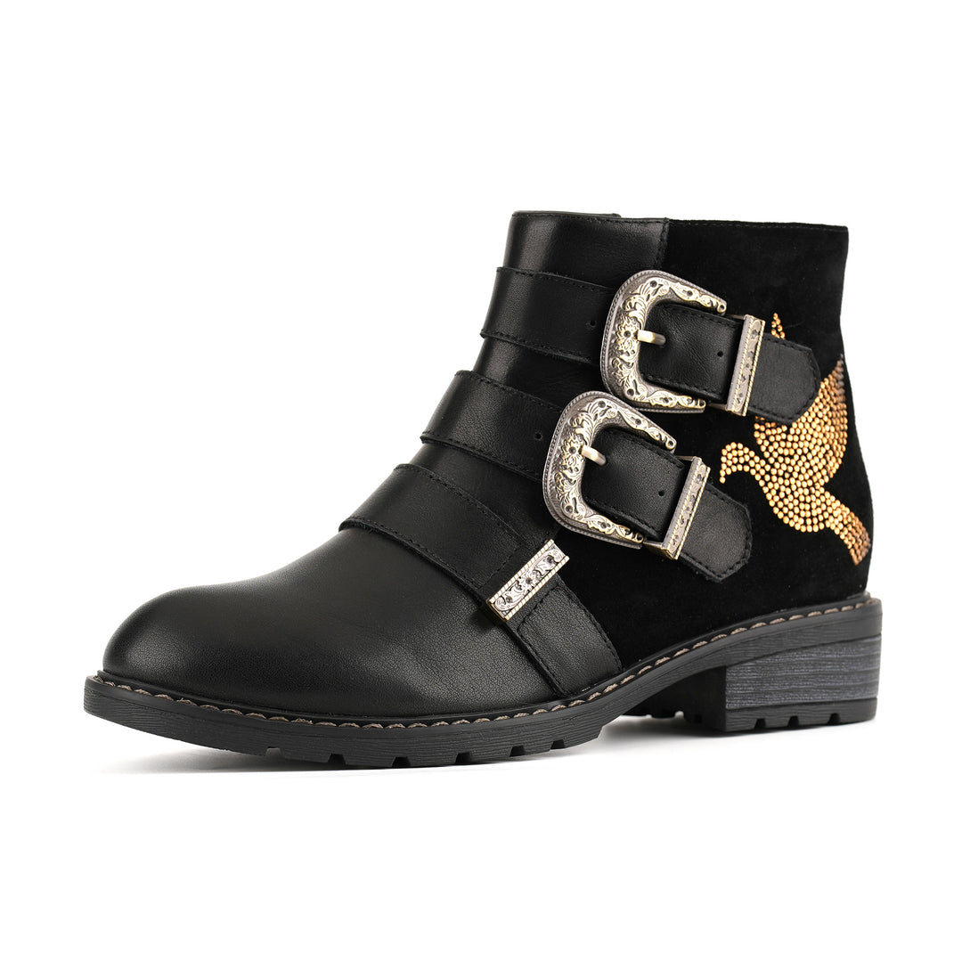 Botins chiques com fivela Golden Bird