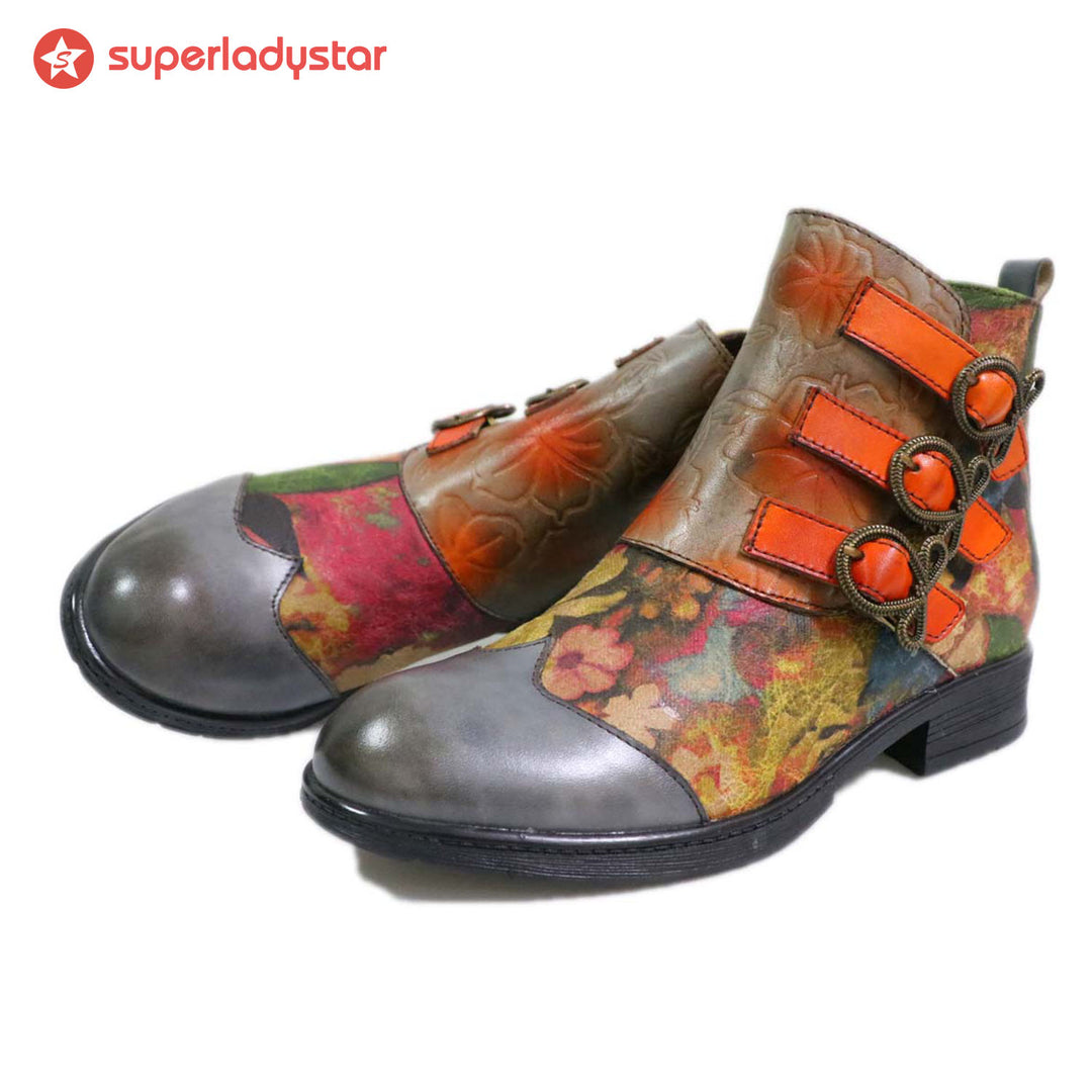 Genuine Leather Hand Painted Boots