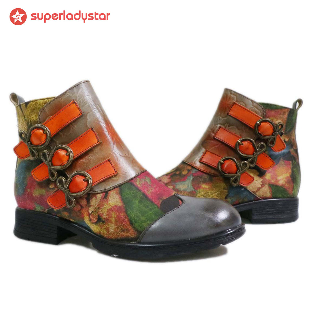 Genuine Leather Hand Painted Boots