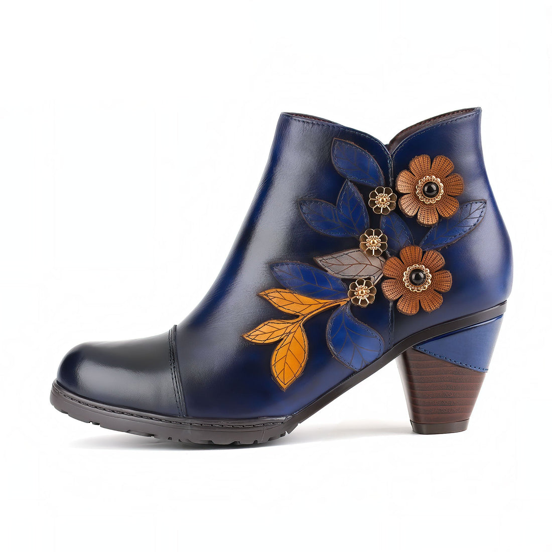 Botas de tobillo de encanto floral retro boho