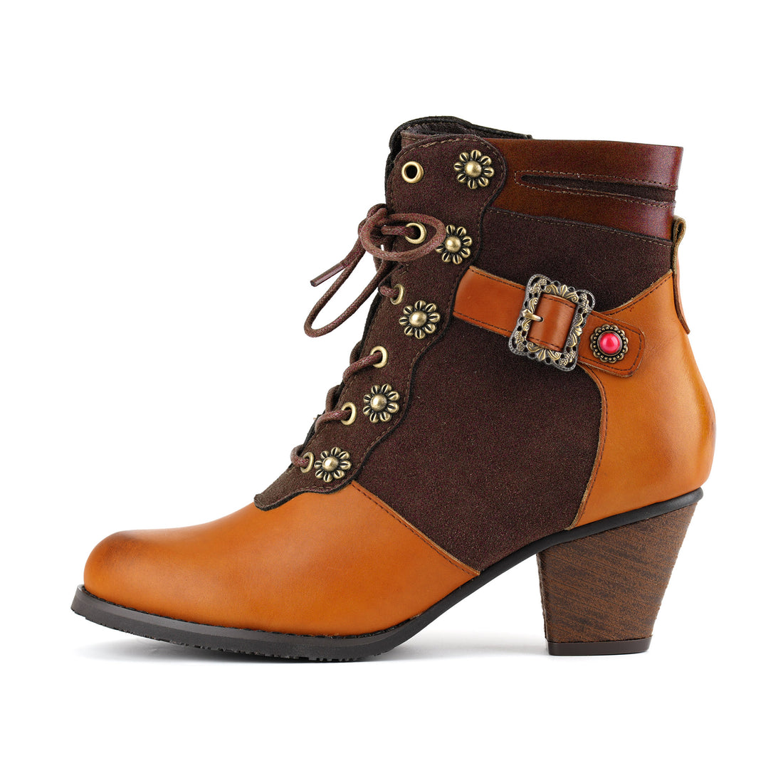 Botas vintage con vieiras florales