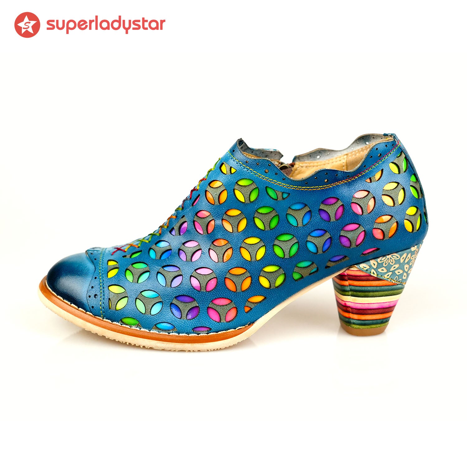 Retro Colorful Hollow and Comfortable Pumps