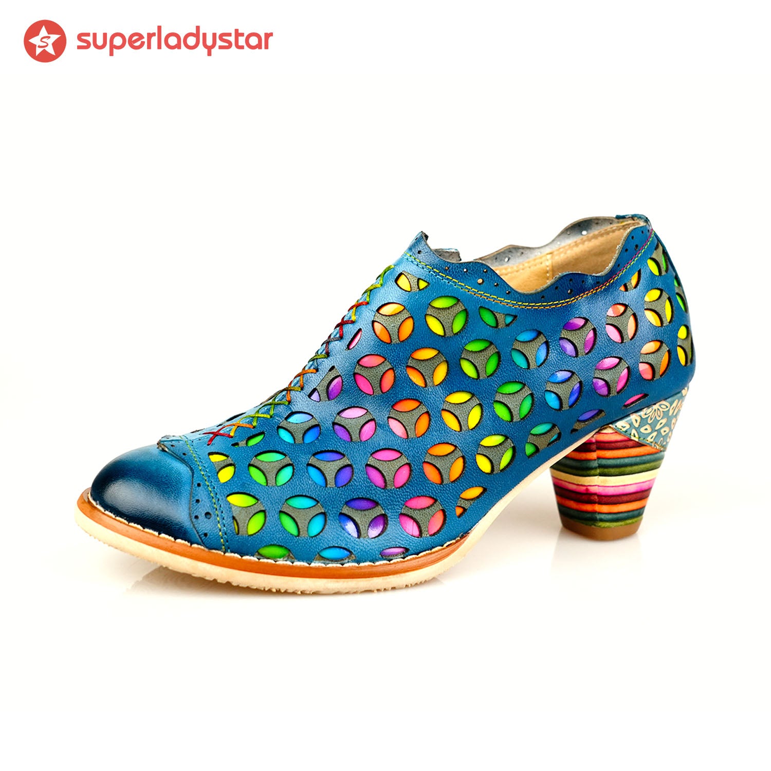 Retro Colorful Hollow and Comfortable Pumps