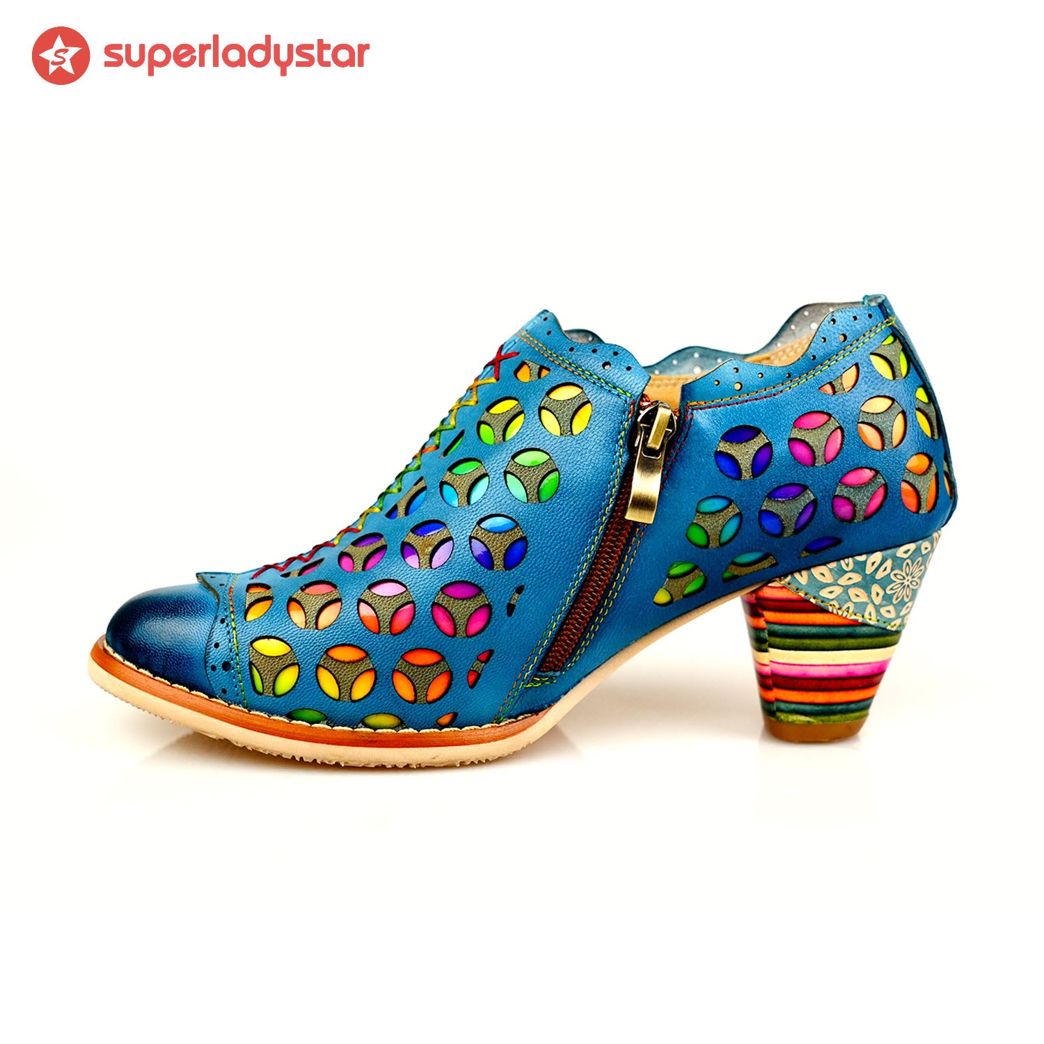 Retro Colorful Hollow and Comfortable Pumps